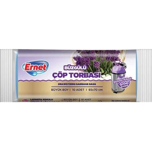Ernet Büzgülü Çöp Torbası Lavanta Büyük Boy 10LU