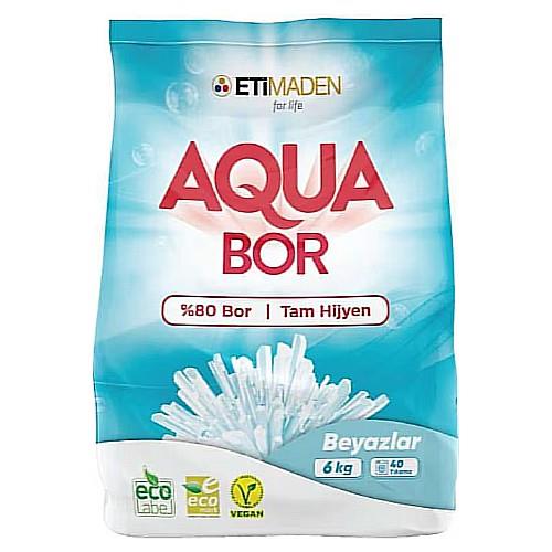 Eti Maden Aqua Bor Beyazlar İçin Toz Çamaşır Deterjanı - 6 kg, 40 Yıkama, Ferah Kokulu, Ultra Temizlik ve Güçlü Leke Çıkarma