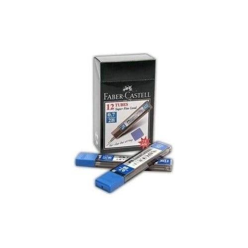 Faber-Castell 2B Siyah Kalem Uçları 12'li 0.7 mm 75 mm Mavi Kapaklı Dayanıklı Tüp Paket