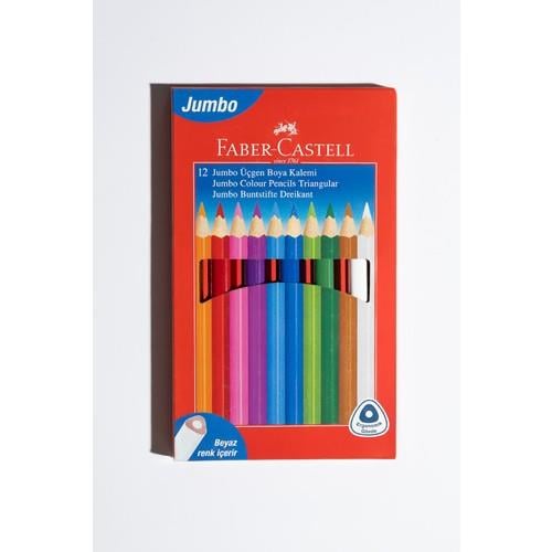 Faber-Castell Jumbo Boya Kalemi,12 Renk,Kalın Gövde ve Uç,Kırılmaya Dirençli Özel Yapıştırma Sistemi,Kolay Açılır