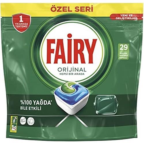 Fairy Orijinal Bulaşık Makinesi Tableti 29'lu Güçlü Temizlik ve Yağ Çözme Özellikli