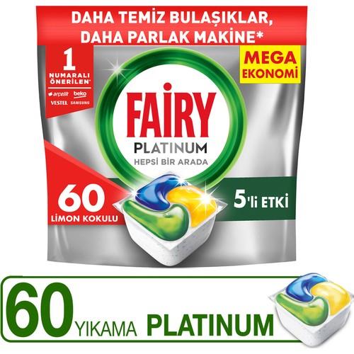 Fairy Platinum Bulaşık Makinesi Deterjanı Tableti / Kapsülü Limon Kokulu 60 Yıkama