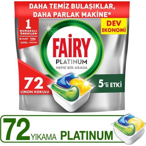 Fairy Platinum Bulaşık Makinesi Deterjanı Tableti / Kapsülü Limon Kokulu 72 Yıkama