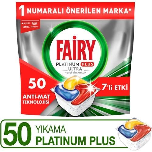 Fairy Platinum Plus Bulaşık Makinesi Deterjanı Kapsülü / Tableti; 50 Yıkama Limon Kokulu