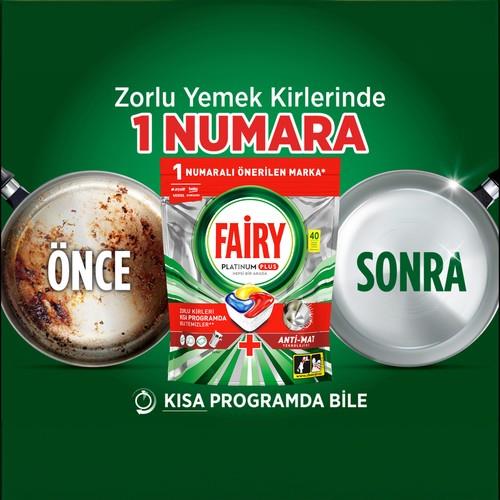 Fairy Platinum Plus Bulaşık Makinesi Deterjanı Kapsülü / Tableti; 40 Yıkama Limon Kokulu