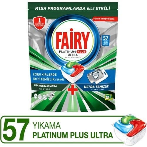 Fairy Platinum Plus Ultra Temizlik Bulaşık Makinesi Deterjanı Kapsülü 57 Yıkama Limon Kokulu