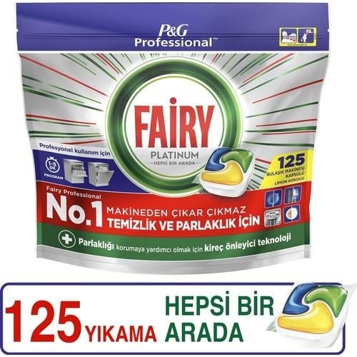 Fairy Proffesional Platinum Limon Kokulu Bulaşik Makinesi Deterjani Kapsül 125 Yikama