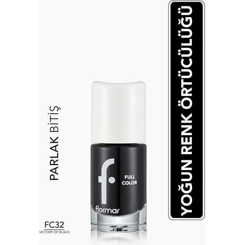 Flormar Full Color Yoğun Pigmentli Parlak Oje (FC32 Victory Of Black) 8690604313228