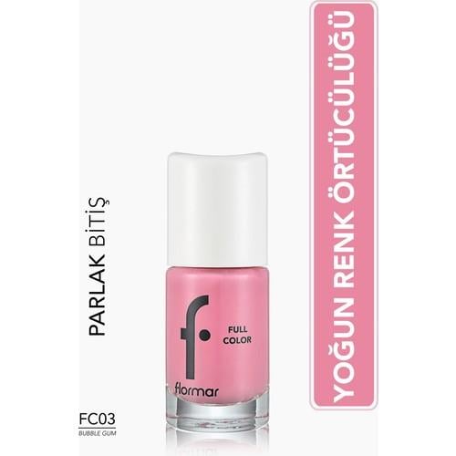 Flormar Full Color Yoğun Pigmentli Parlak Oje (FC03 Bubble Gum) 8690604310395