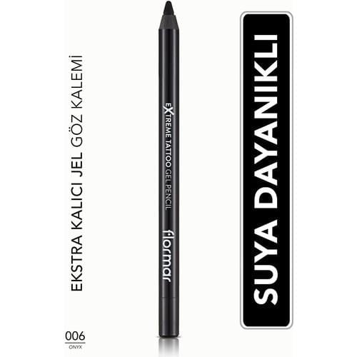 Flormar Kalıcı Jel Dokulu Suya Dayanıklı Göz Kalemi (Siyah) - Extreme Tattoo Gel Pencil - 006 Onyx - 8682536028882
