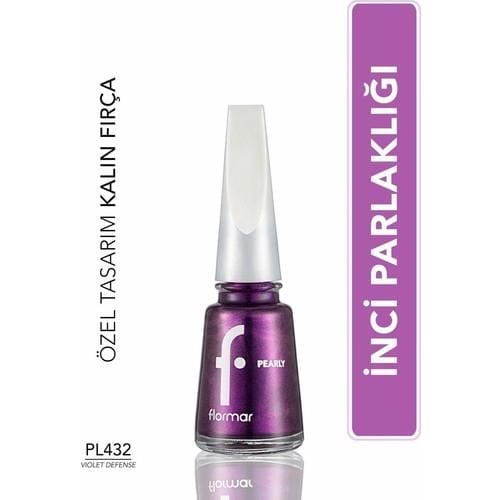 Flormar Yeni Maxi Brush Sedefli Parlak Oje (PL432 Violet Defense)
