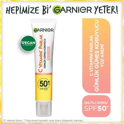 Garnier C Vitamini Parlak Günlük Güneş Koruyucu Fluid Yüz Kremi Işıltılı Doku SPF50+ 40ML