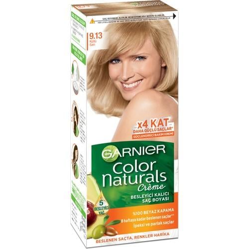 Garnier Color Naturals Amonyaksız Krem Saç Boyası 9.13 - Küllü Sarı, 5 Bitkisel Yağ ile Zenginleştirilmiş ve Beyaz Kapatma