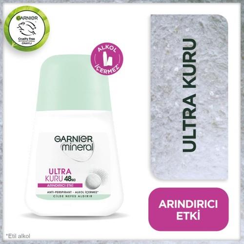 Garnier Mineral Ultra Kuru Roll-On Deodorant 50 ml Kadın 48 Saat Etkili Ferah Kokulu Pudrasız Alkol İçermez