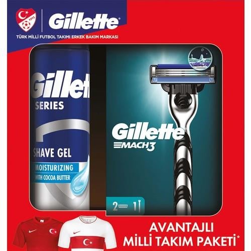 Gillette Mach 3makine 2 Yedekli + Series Tıraş Jeli 200 ml