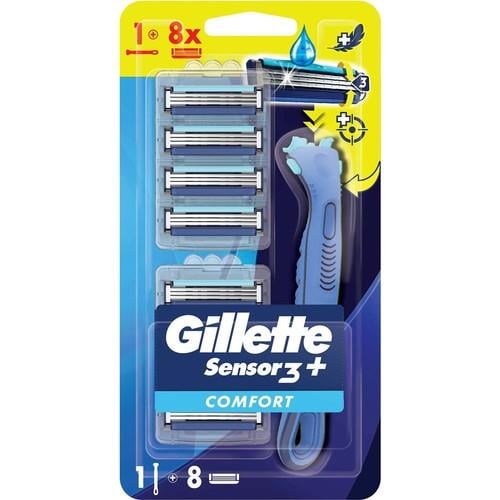 Gillette Sensor3+ Comfort 8'li Yedek Bıçağı Başlıklı Tıraş Makinesi