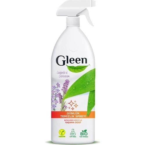 Gleen Organik İçerikli Vegan 1 lt Lavanta-Geranium Sprey Yüzey Temizleyici