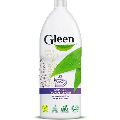 Gleen Organik İçerikli Vegan 1 lt Mürver-Şeftali Çiçeği Konsantre Yumuşatıcı