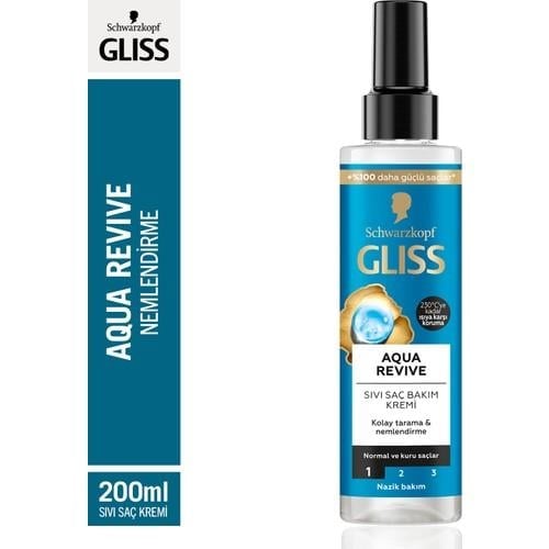Gliss Aqua Revive Hyalüron & Deniz Yosunu Özlü Nemlendirici Saç Bakım Kremi  200 ml Normal ve Kuru Saçlar