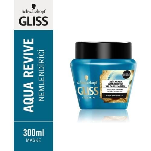 Gliss Aqua Revive Hyaluron ve Deniz Yosunu içeren Nemlendirici 2'si 1 Arada Maske 300ml