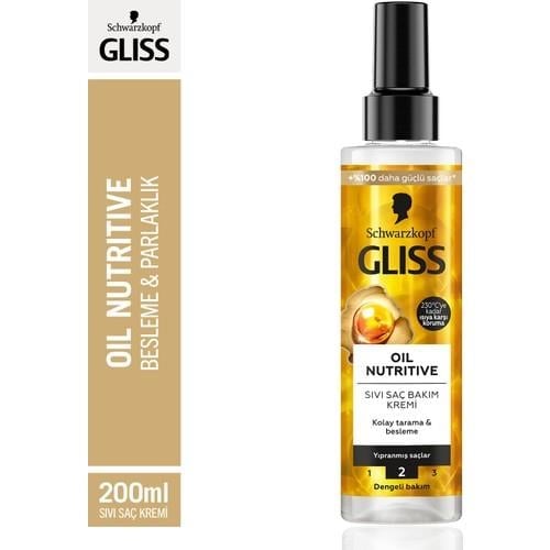 Gliss Oil Nutritive  Omega 9 ve Marula Yağı içeren Besleyici Saç Bakım Kremi 200 ml Yıpranmış Saçlar