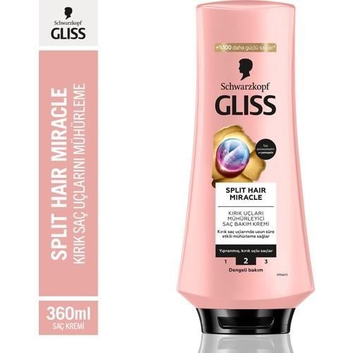 Gliss Split Hair Miracle İyonik Kompleks Kırık Uçları Mühürleyen Saç Bakım Kremi 360 ml Yıpranmış Saçlar