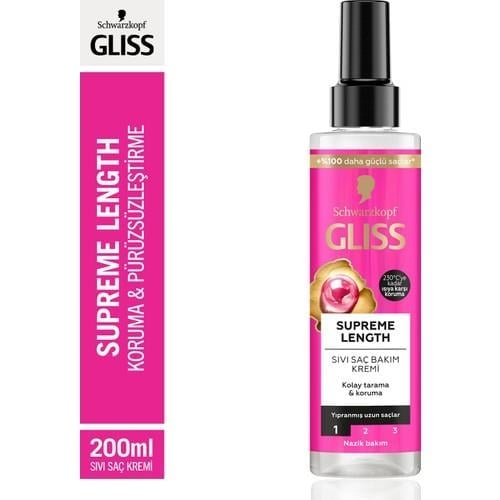 Gliss Supreme Length Biotin  & Şakayık Çiçeği Koruyucu Saç Bakım Kremi 200 ml Yağlı Köklü Kuru Uçlu Saçlar