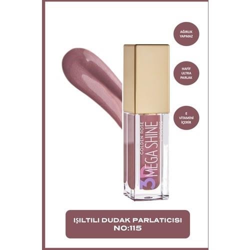 Golden Rose 3D Mega Shine Lipgloss No: 115 Shimmer - Sedefli Dudak Parlatıcısı - 8691190494766