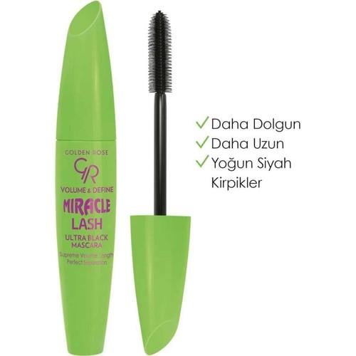Golden Rose Volume & Define Miracle Lash Ultra Black Mascara - Hacim Veren Maskara - 8691190069797