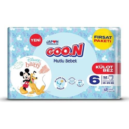 Goo.N Mutlu Bebek 6 Numara Külot Bebek Bezi Fırsat Paketi - 12 Saat Kuruluk - 52 Adet