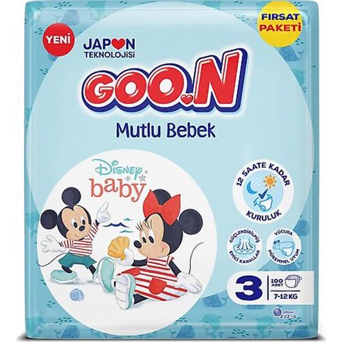 Goo.N Mutlu Bebek 3 Numara Bant Bebek Bezi Aylık Fırsat Paketi - 12 Saat Kuruluk - 100 Adet