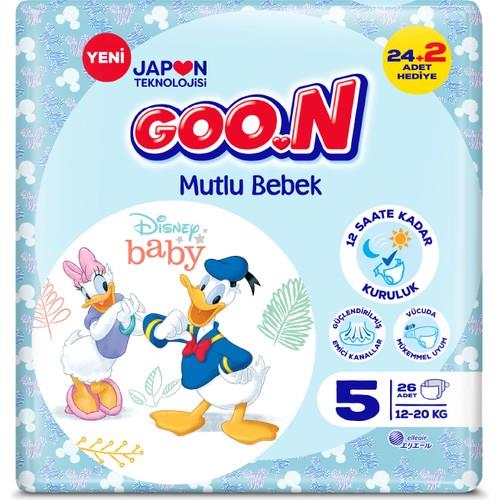 Goo.N Mutlu Bebek 5 Numara Bant Bebek Bezi - 12 Saat Kuruluk - 26 Adet