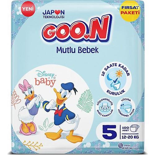 Goo.N Mutlu Bebek 5 Numara Bant Bebek Bezi Aylık Fırsat Paketi - 12 Saat Kuruluk - 100 Adet