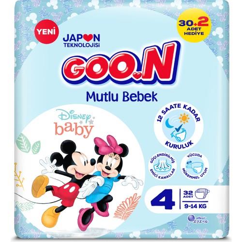 Goo.N Mutlu Bebek 4 Numara Bant Bebek Bezi - 12 Saat Kuruluk - 32 Adet