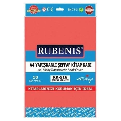Hazır Kitap Kabı Şeffaf 10LU Kırmızı