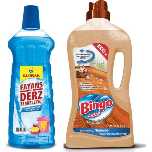 KLORAK Fayans Derz Temizleyici + Bingo Ahşap Temizleyici Sandal Ağacı 1000 ml