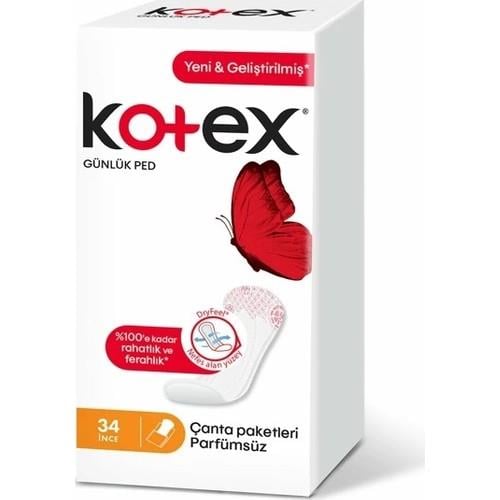Kotex Günlük Ped Parfümsüz 34 Adet İnce