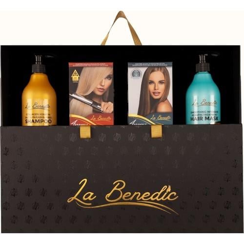 La Benedic Açık Saçlar İçin Keratin Brezilya Düzleştirici Onarım ve Bakım 4'lü Hediye Kutulu Set