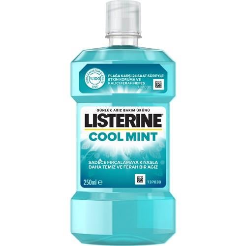Listerine Cool Mint Ağız Bakım Suyu 250 ml – Plak ve Koku Karşıtı, Nane Aromalı, 24 Saat Etkili Ferah Nefes