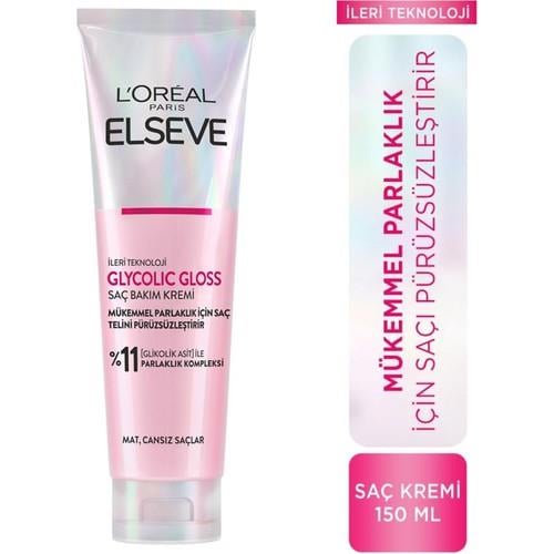 L'oréal Paris Elseve Glycolic Gloss Mükemmel Parlaklık Için Pürüzsüzleştirici Saç Kremi 150ML