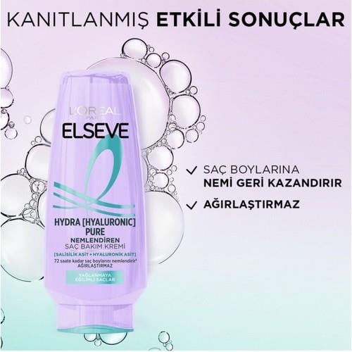 L'Oréal Paris Elseve Hydra Pure Salisilik Asit İçeren Nemlendirici Saç Kremi 250 ml