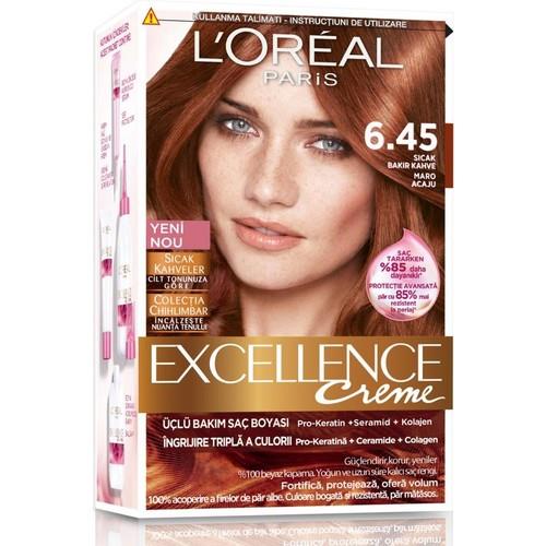 L'Oréal Paris Excellence Creme Saç Boyası 6.45 Bakır Kahve Üç Aşamalı Bakım 99 ml