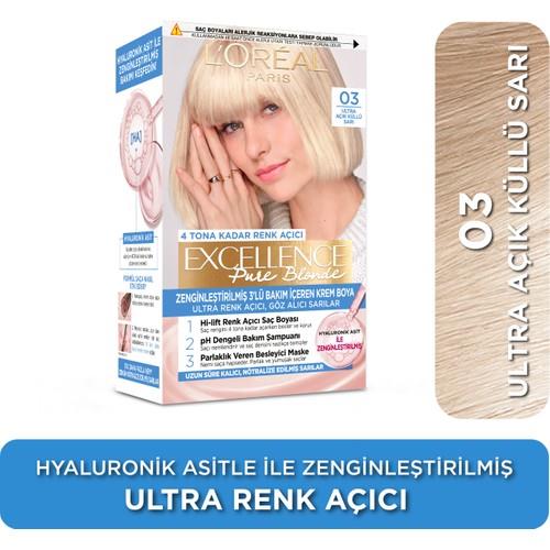 L'Oréal Paris Excellence Pure Blond Saç Boyası - 03 Ultra Açık Küllü Sarı