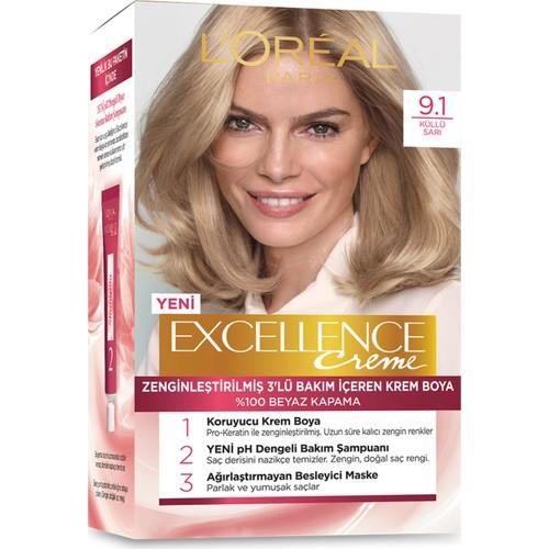 L'Oréal Paris Loreal Paris Excellence Creme 3'lü Bakım Içeren Krem Boya Sarı Küllü 9.1