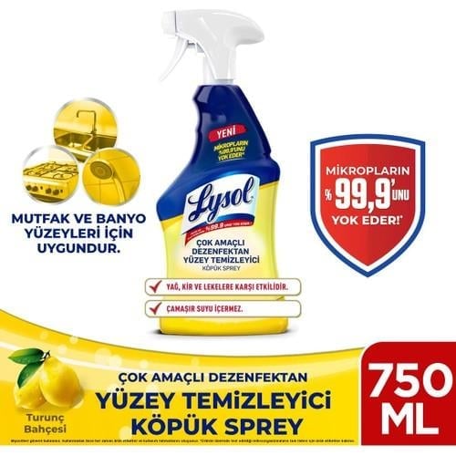 Lysol Çok Amaçlı Dezenfektan Yüzey Temizleyici Köpük Sprey 750 ml