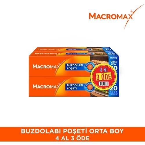 Macromax Buzdolabı Poşeti Orta Boy - 4 Al 3 Öde 80 Lı Paket