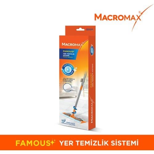 Macromax Famous+ Düz Mop Yer Temizlik Sistemi, Islak ve Kuru Kullanım, 360 Döner Başlıklı Pratik Paspas