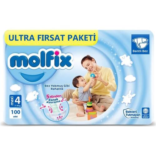 Molfix Bebek Bezi 3D 4 Beden Maxi 7-14 Kg 100lü Ultra Fırsat Paketi