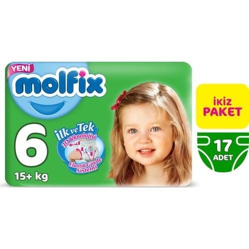 Molfix Bebek Bezi 6 Beden Ekstra Large İkiz Paket 17 Adet