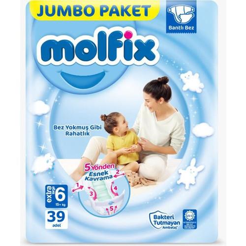 Molfix Bebek Bezi 6 Beden Extra Large Plus 15+ kg 39lu Fırsat Paketi